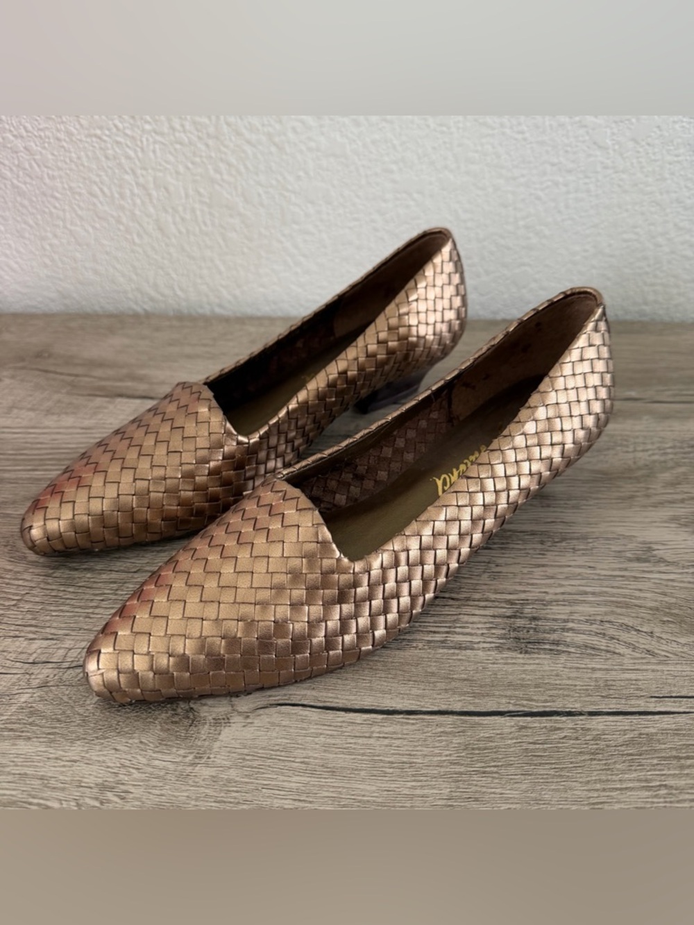Vintage AJ Valencia‎ Shoes Heels Women’s Size 6.5M Brown Copper Gold Leather